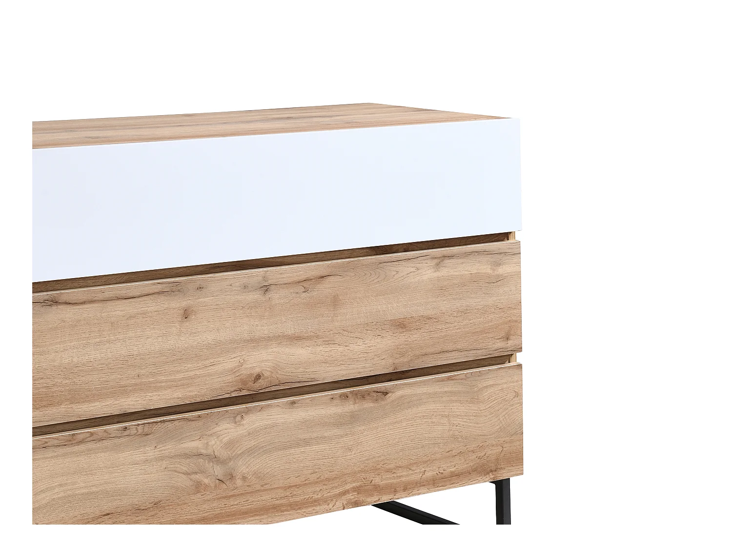 Cómoda con 3 cajones - Color: natural y blanco CEVANIA