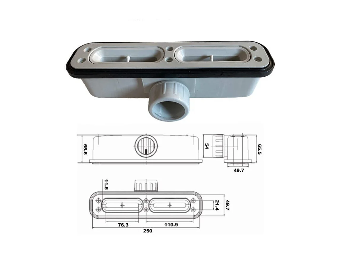 Piatto doccia ultrasottile 80x100cm LUX in resina finitura ardesia grigio