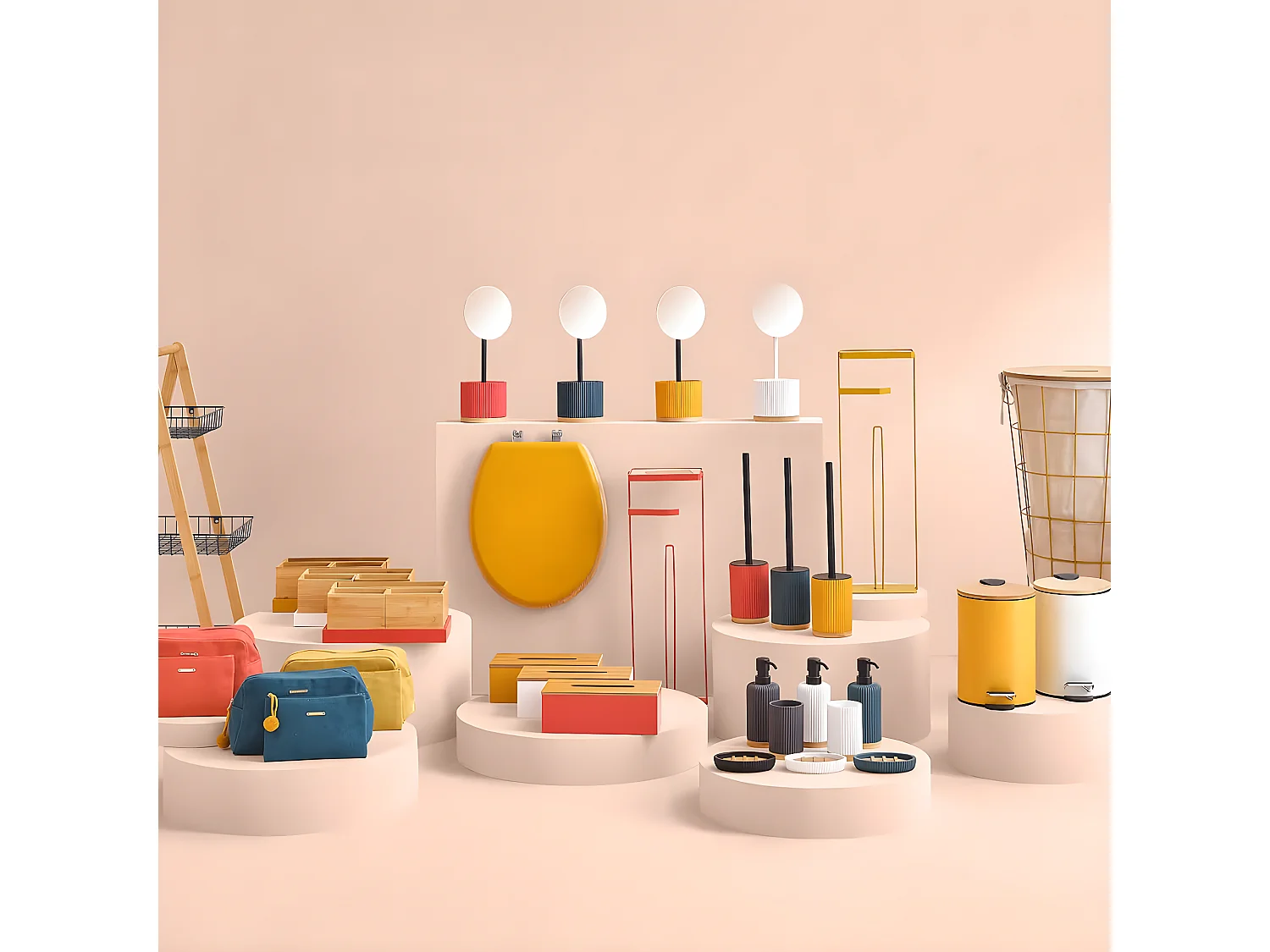 Dérouleur avec réserve pour papier WC en métal  blanc -  Longueur 18,5 x Profondeur 12 x Hauteur 59 cm