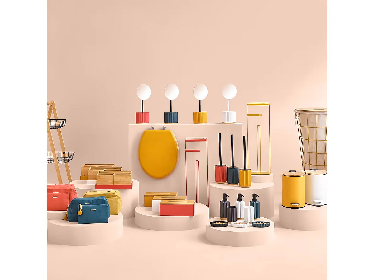 Dérouleur avec réserve pour papier WC en métal  blanc -  Longueur 18,5 x Profondeur 12 x Hauteur 59 cm