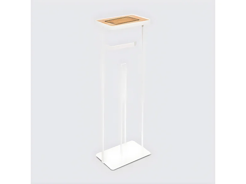 Dérouleur avec réserve pour papier WC en métal  blanc -  Longueur 18,5 x Profondeur 12 x Hauteur 59 cm