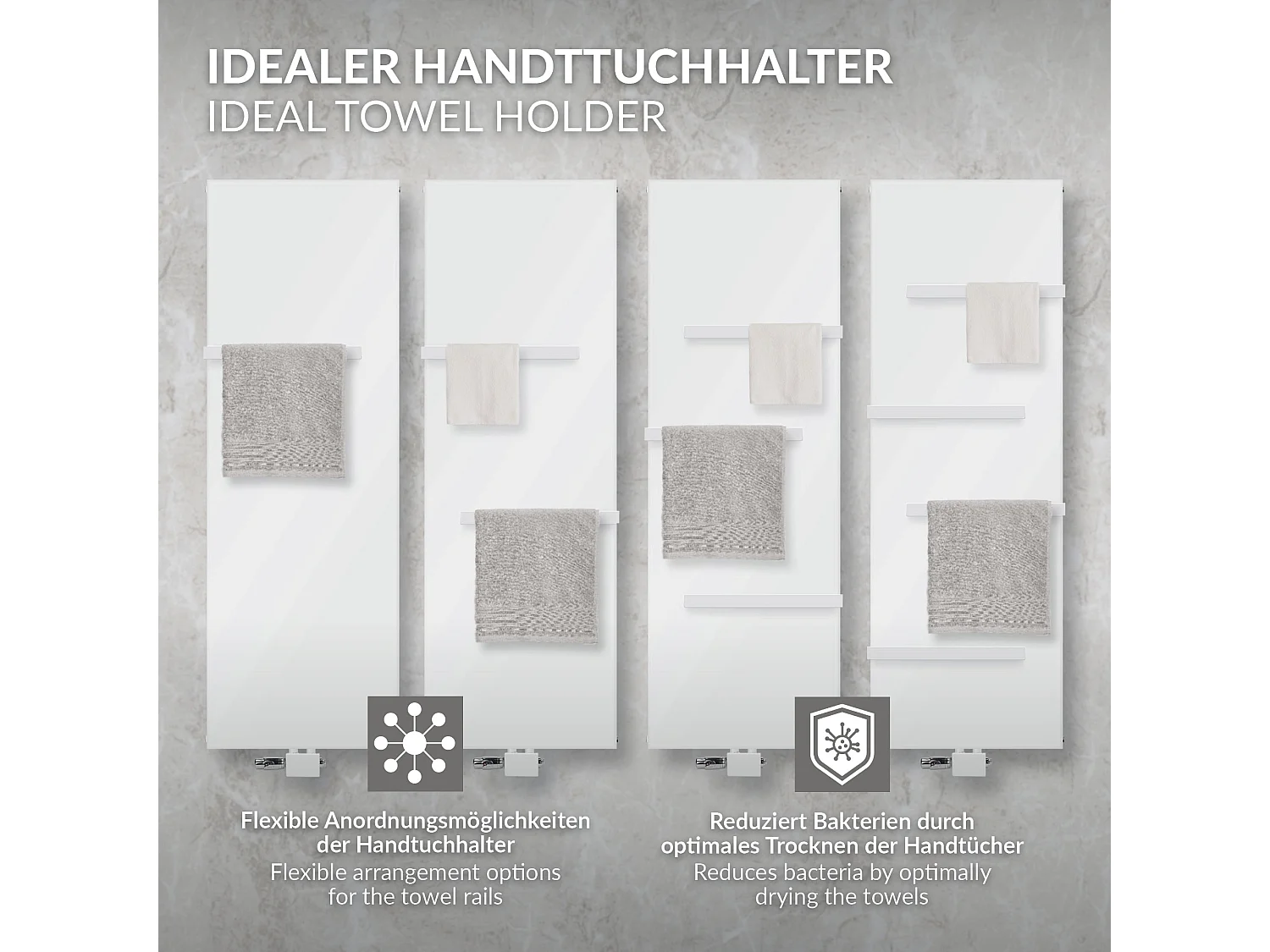 LuxeBath Radiateur de salle de bain 1600x604 mm Blanc Plat avec garniture de raccordement Universel Forme d'angle et de passage Thermostat multibloc