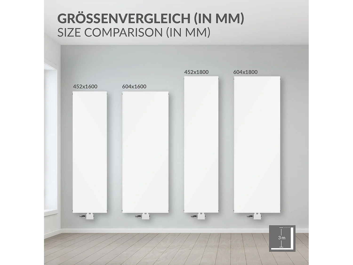 LuxeBath Radiateur de salle de bain 1600x604 mm Blanc Plat avec garniture de raccordement Universel Forme d'angle et de passage Thermostat multibloc