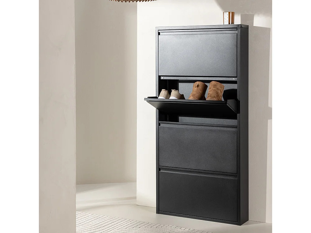 Meuble à Chaussures 4 compartiments "Ushuaia" 136cm Noir