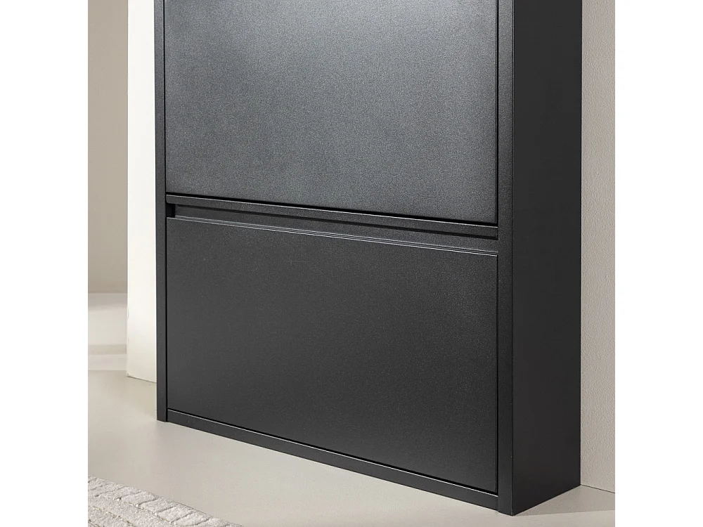 Ushuaia Schuhschrank Metall 4 Klappen schwarz.