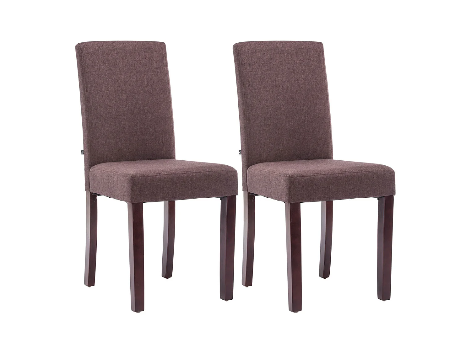 Lot de 2  chaise salle à manger - Tissu & Bois - Marron - Ina