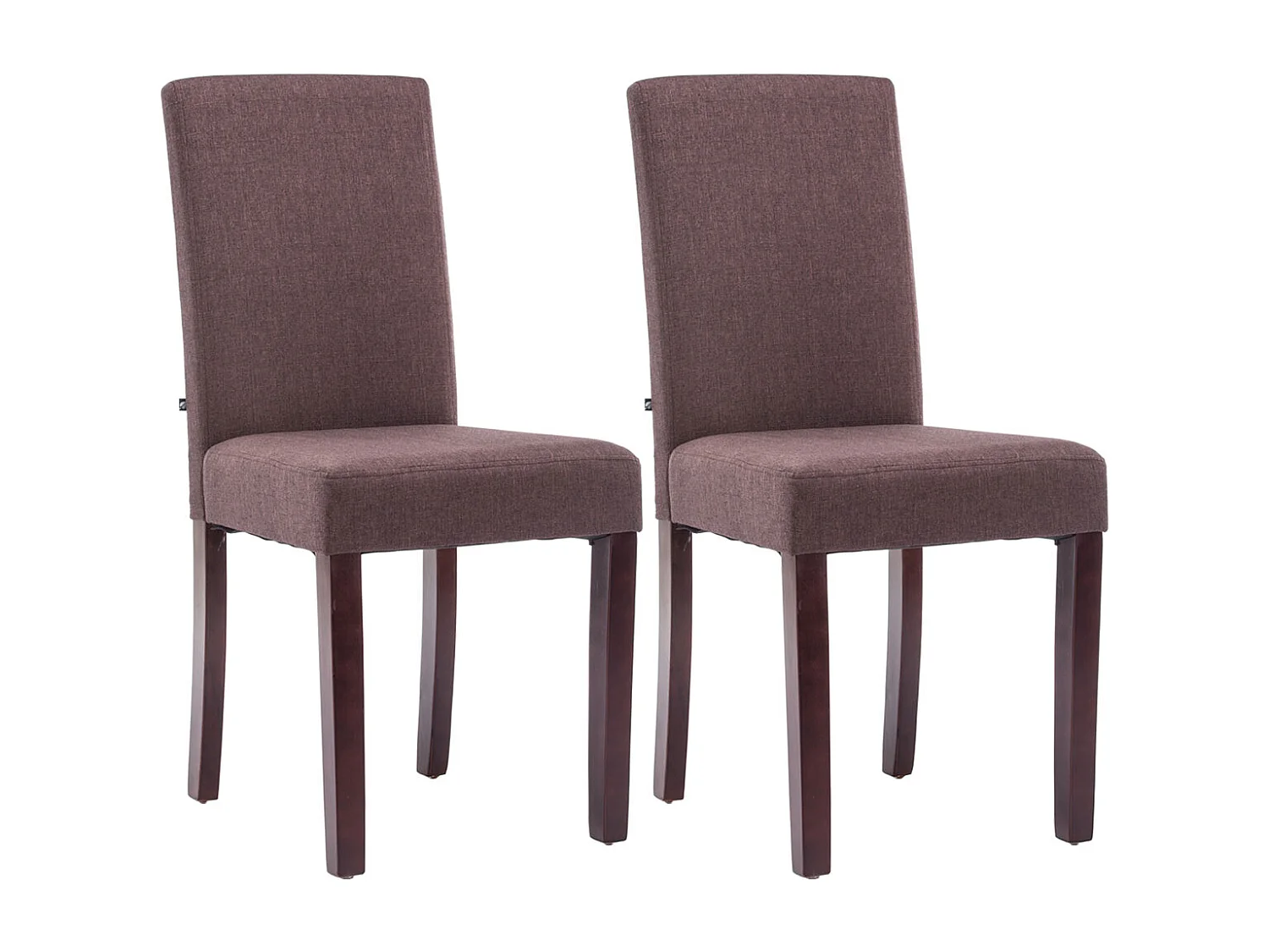 Lot de 2  chaise salle à manger - Tissu & Bois - Marron - Ina