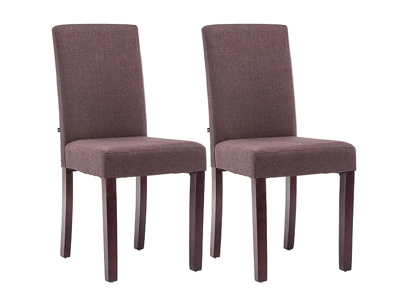 Lot de 2  chaise salle à manger - Tissu & Bois - Marron - Ina