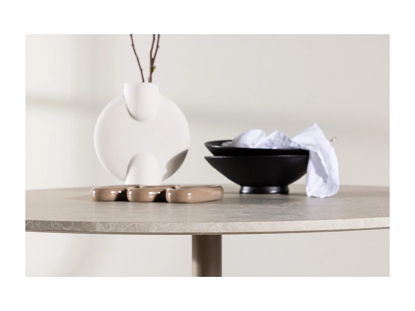 Table à Manger Effet Marbre "Lycke" 110cm Beige