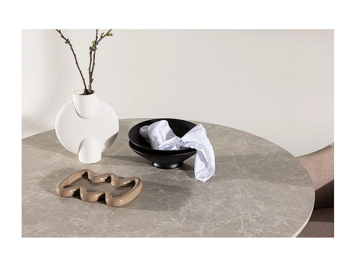 Table à Manger Effet Marbre "Lycke" 110cm Beige