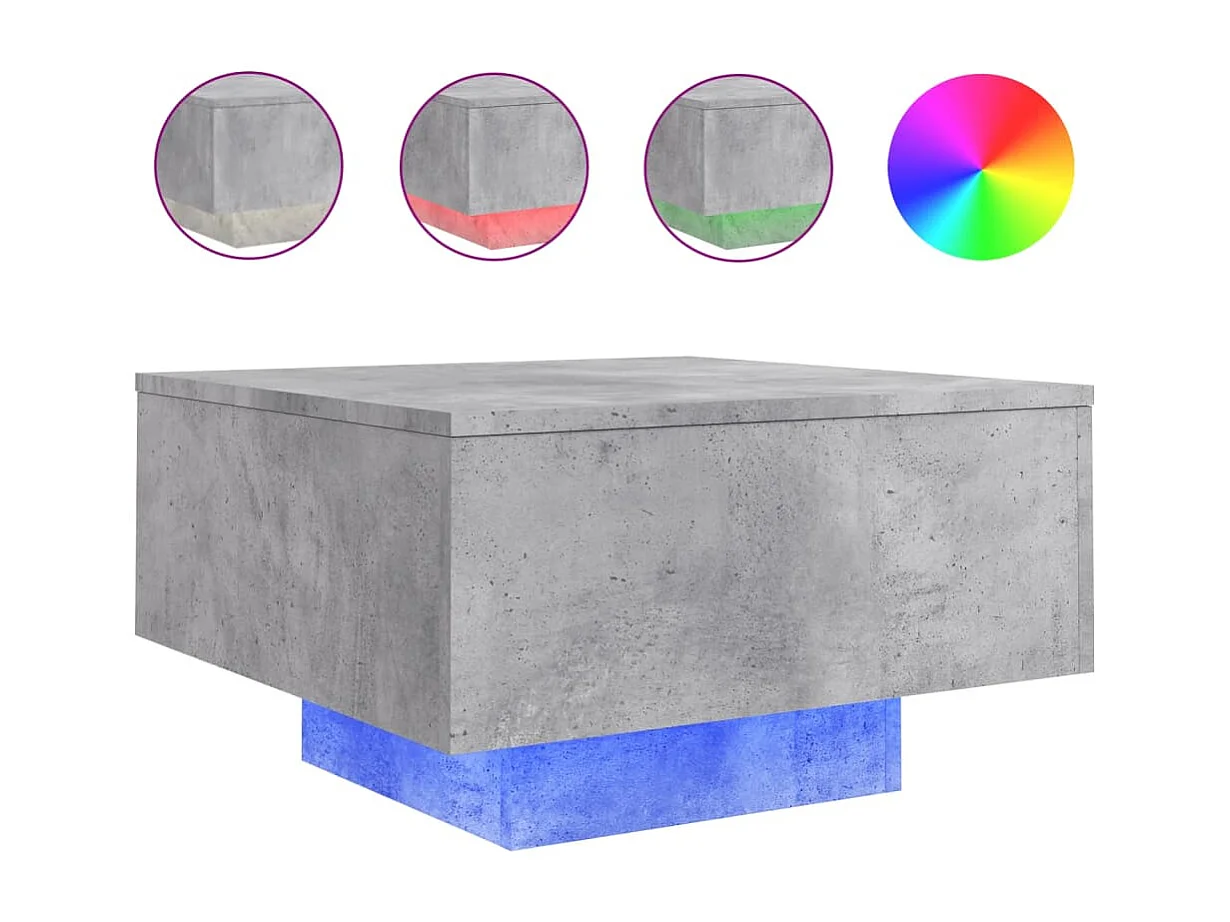 Couchtisch mit LED-Leuchten Betongrau 55x55x31 cm