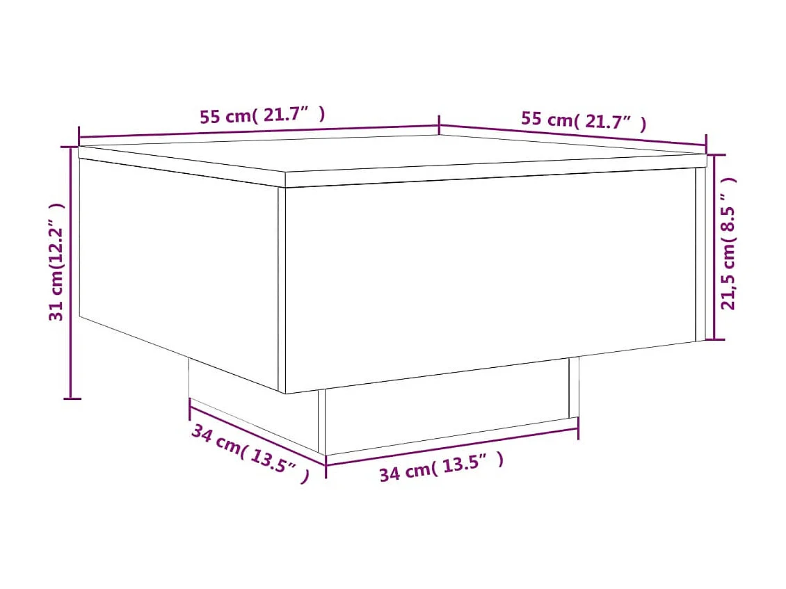 Couchtisch mit LED-Leuchten Betongrau 55x55x31 cm