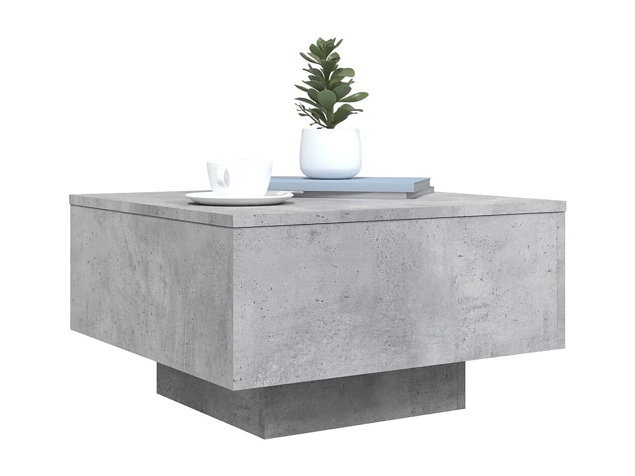 Couchtisch mit LED-Leuchten Betongrau 55x55x31 cm