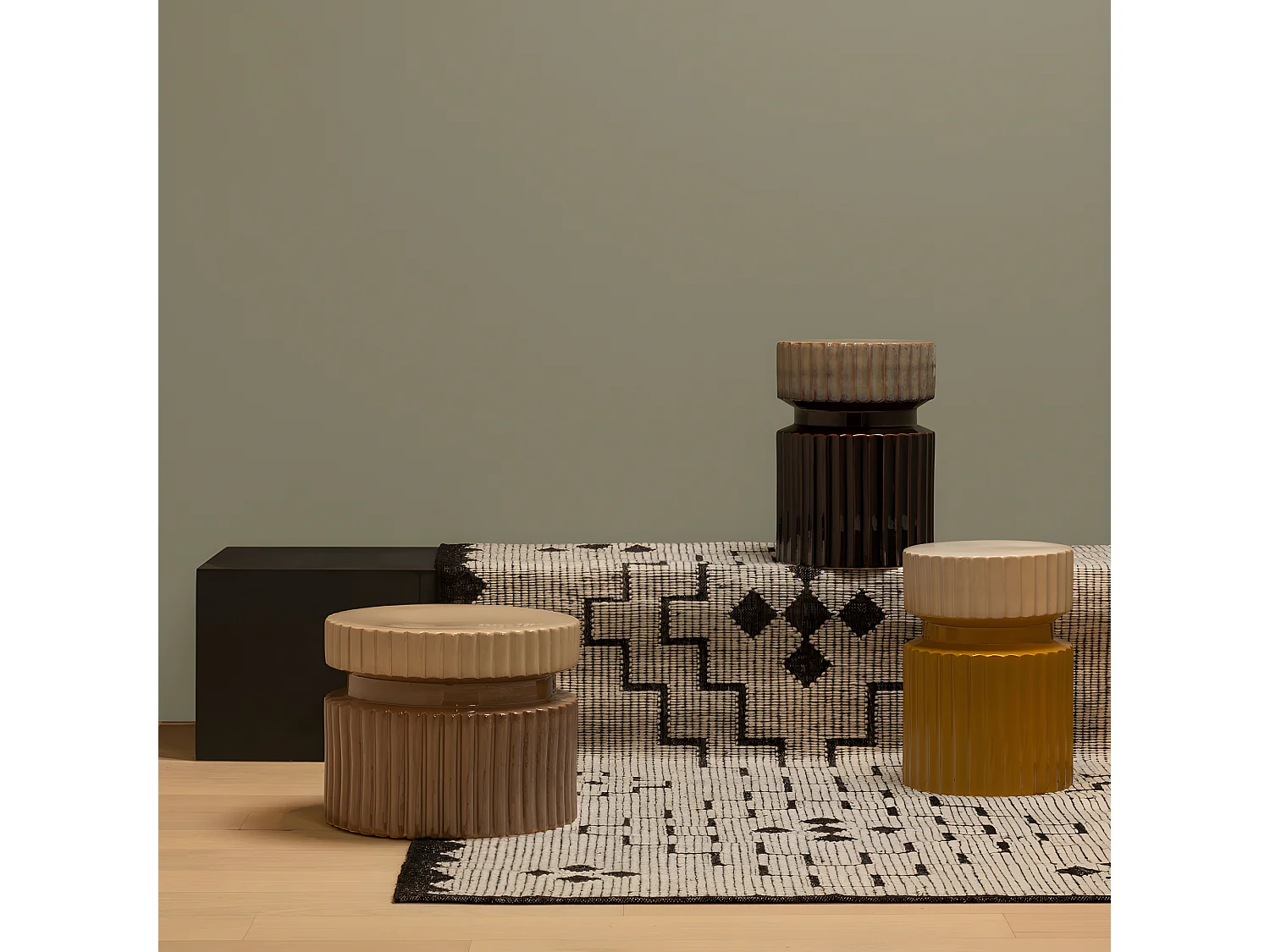 Geer - Table d'appoint ronde en céramique ø35cm - Marron