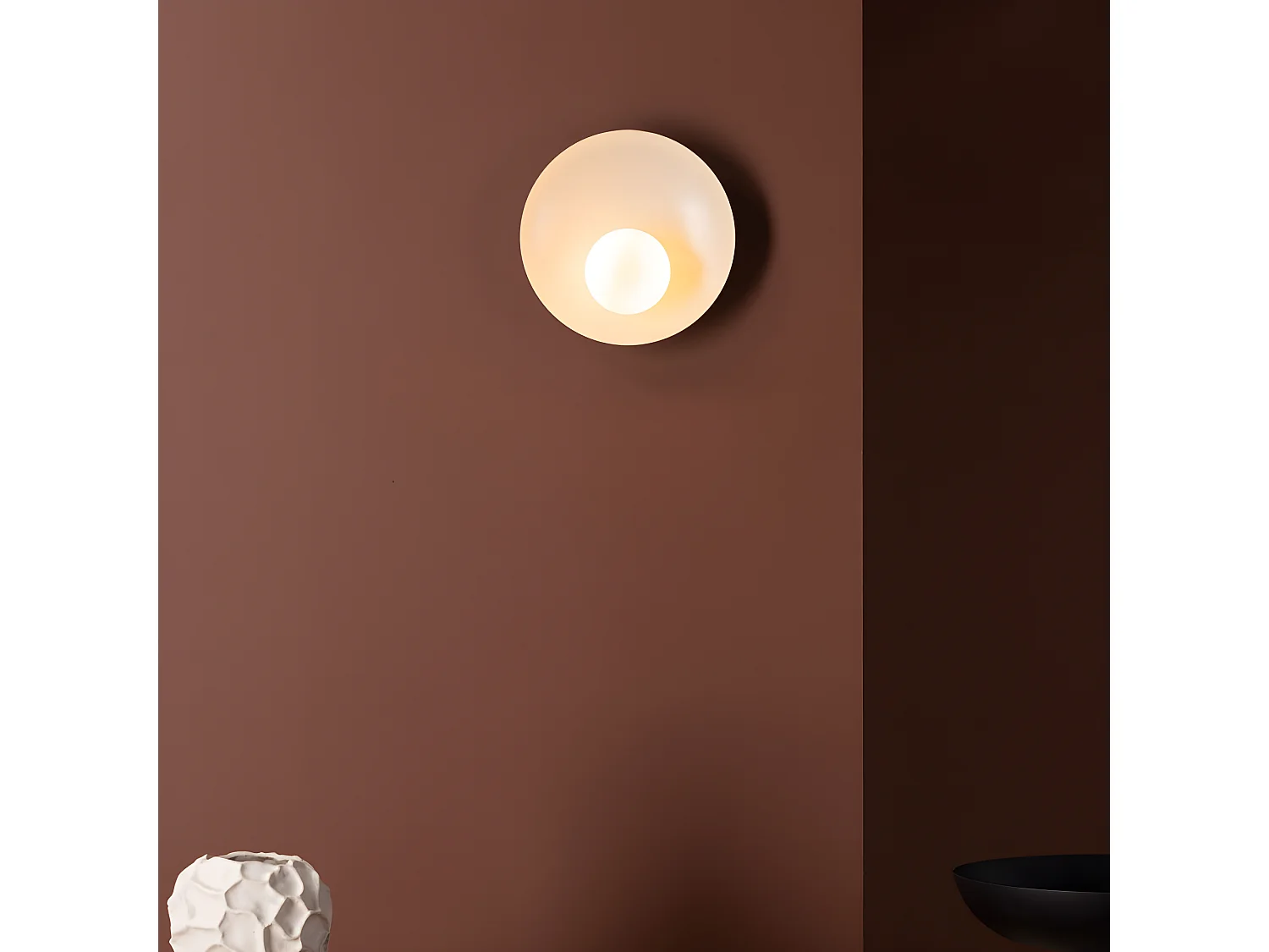 Le Havre - Applique murale ronde en métal - Gris clair