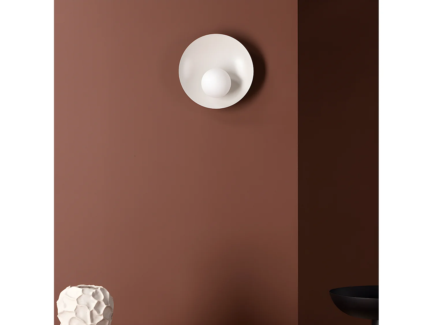 Le Havre - Applique murale ronde en métal - Gris clair