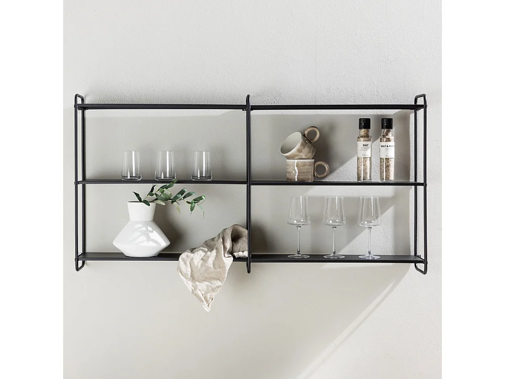 Libreria LyonB a parete 3 ripiani nera.