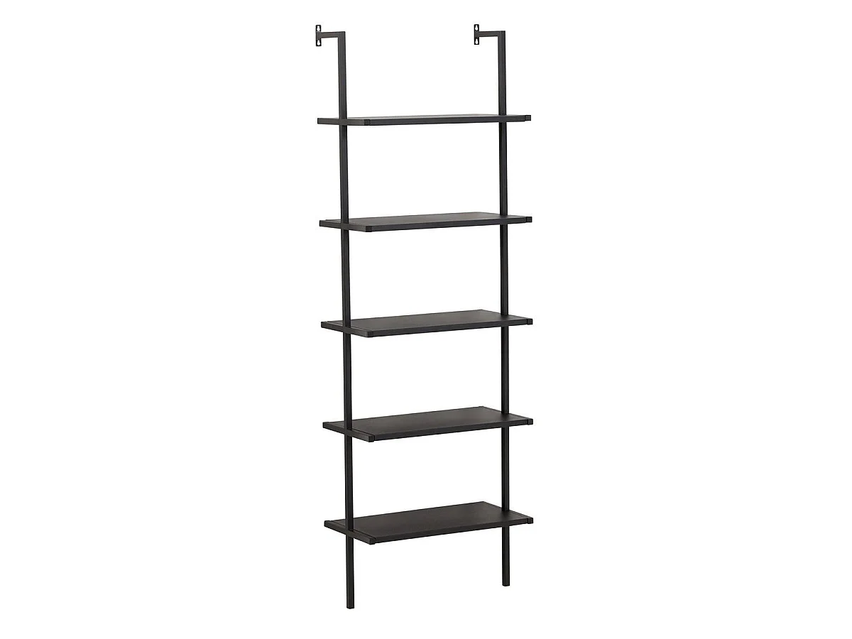 Caracas wandkast 5 planken zwart.