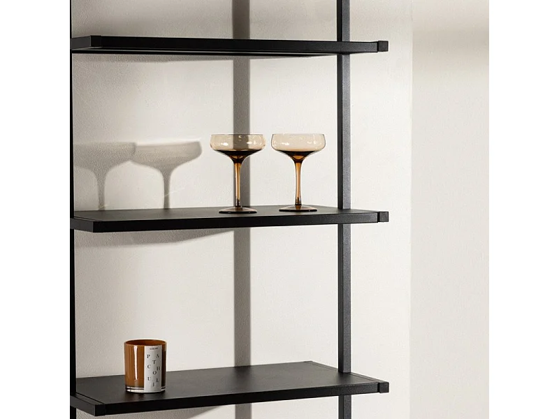 Caracas wandkast 5 planken zwart.