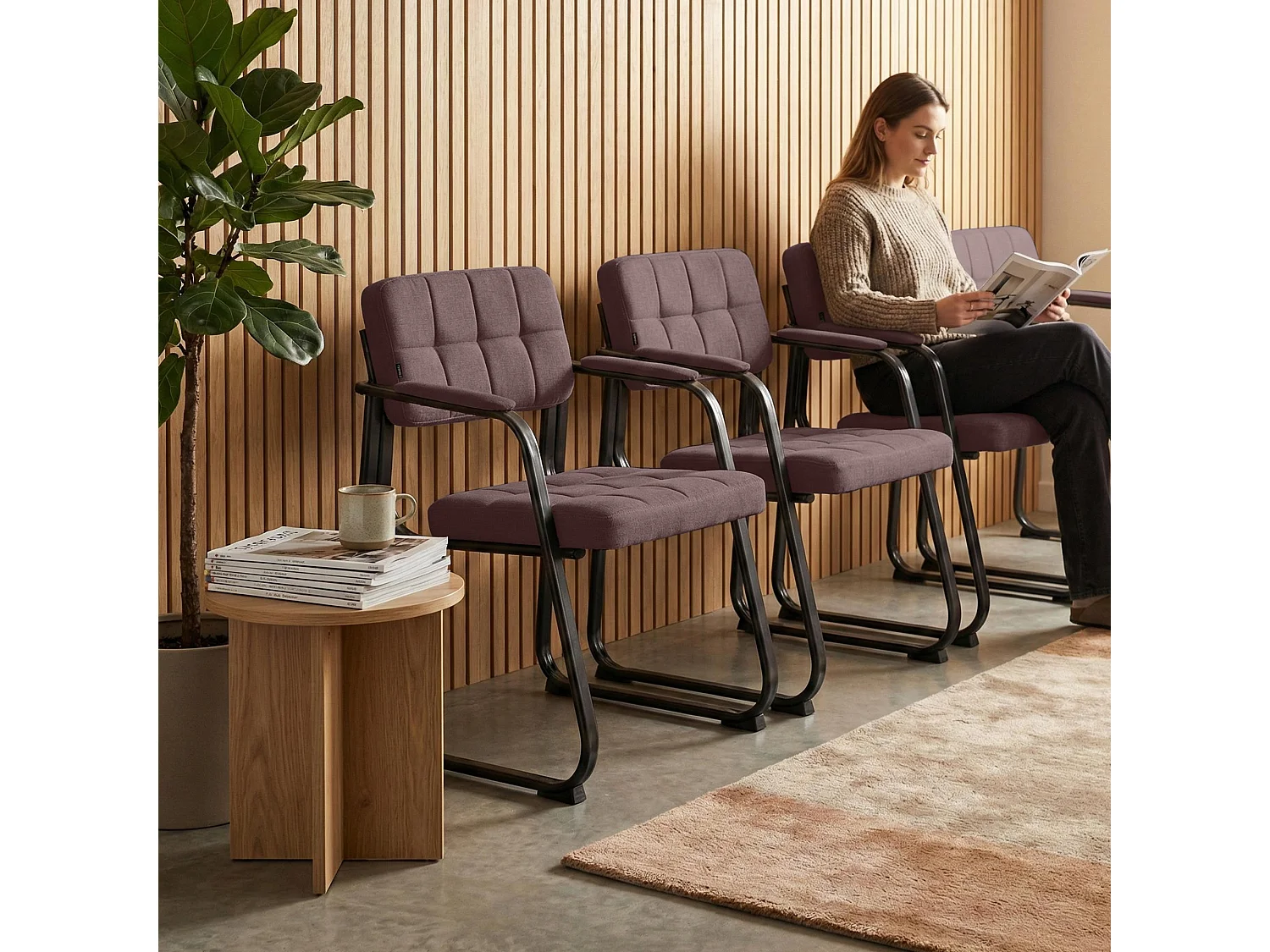 chaises avec accoudoirs - Tissu & Noir - Marron - Canada B