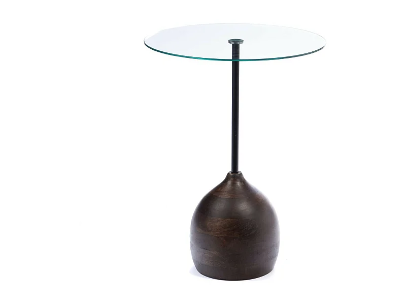 Bout de canapé en manguier et verre D45 - GAIA