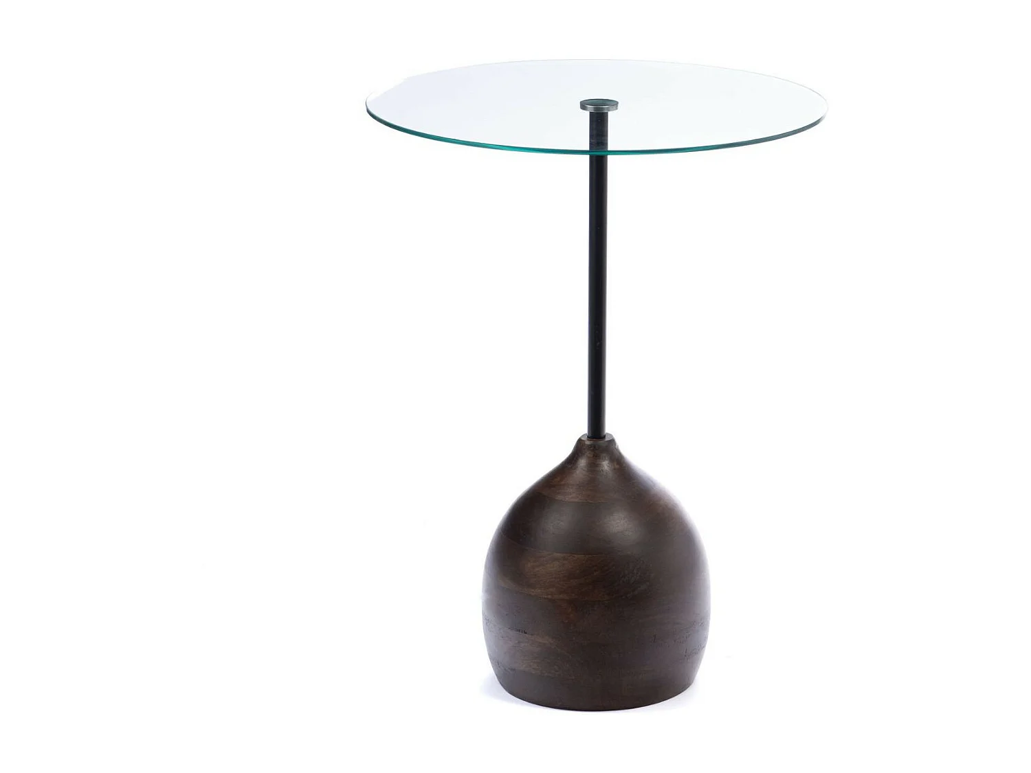 Bout de canapé en manguier et verre D45 - GAIA