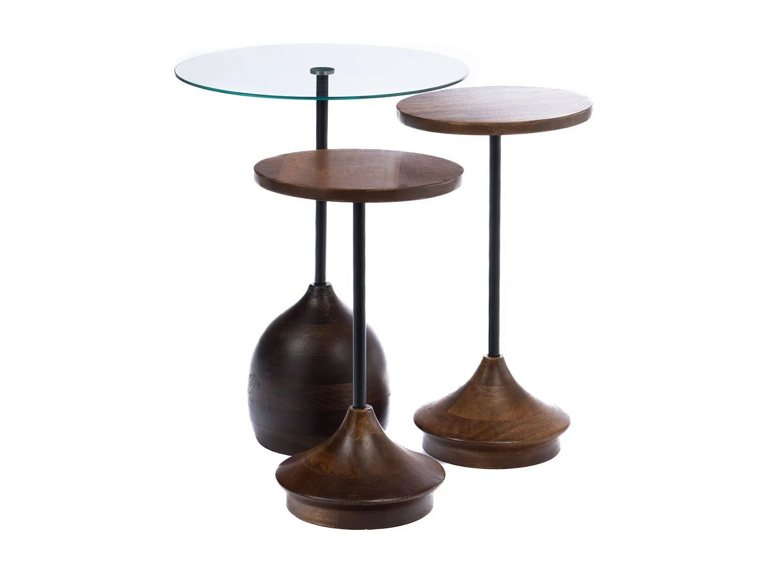 Bout de canapé en manguier et verre D45 - GAIA