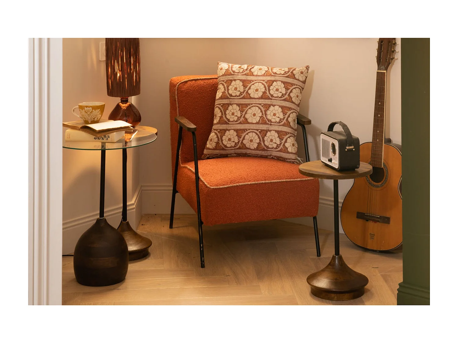 Bout de canapé en manguier et verre D45 - GAIA