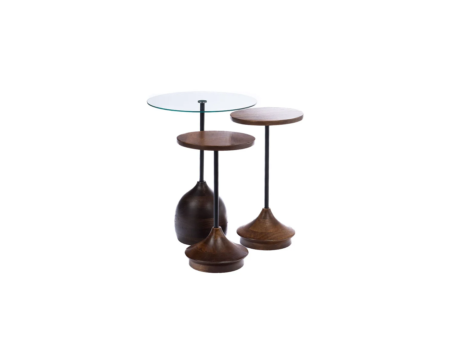 Bout de canapé en manguier et verre D45 - GAIA