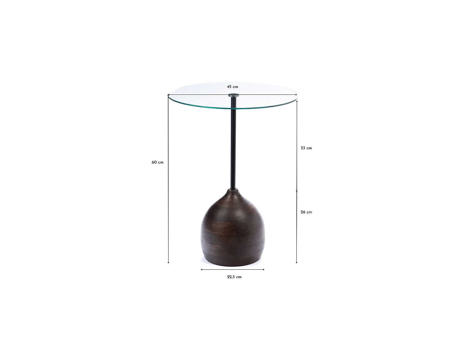 Bout de canapé en manguier et verre D45 - GAIA