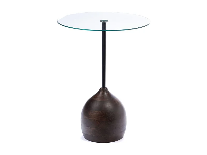 Bout de canapé en manguier et verre D45 - GAIA