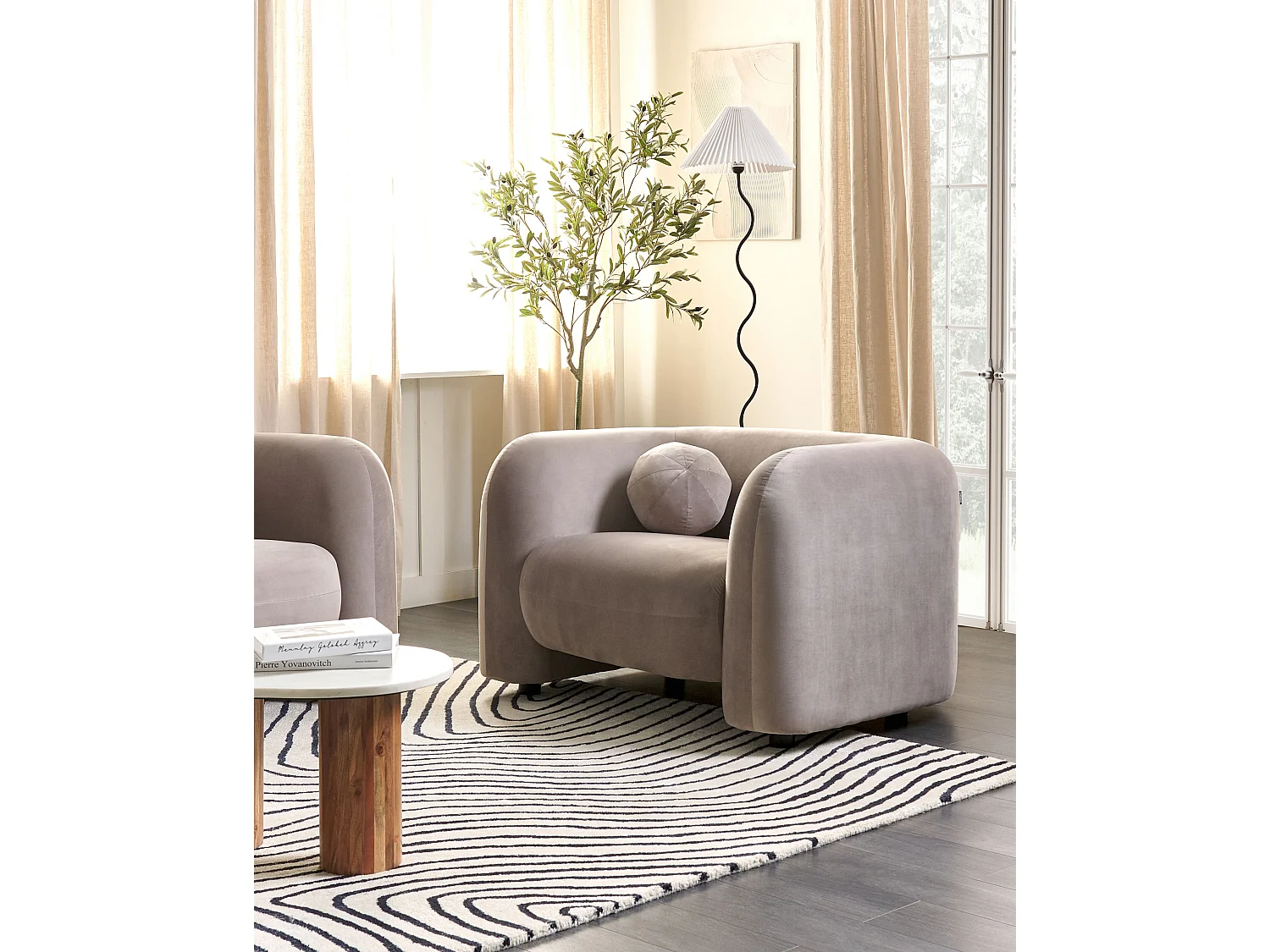 Fauteuil LEIREN Fluweel Taupe
