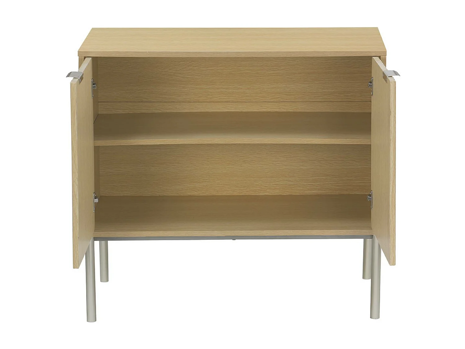 Aparador efecto madera y metal, 2 puertas 80cm natural