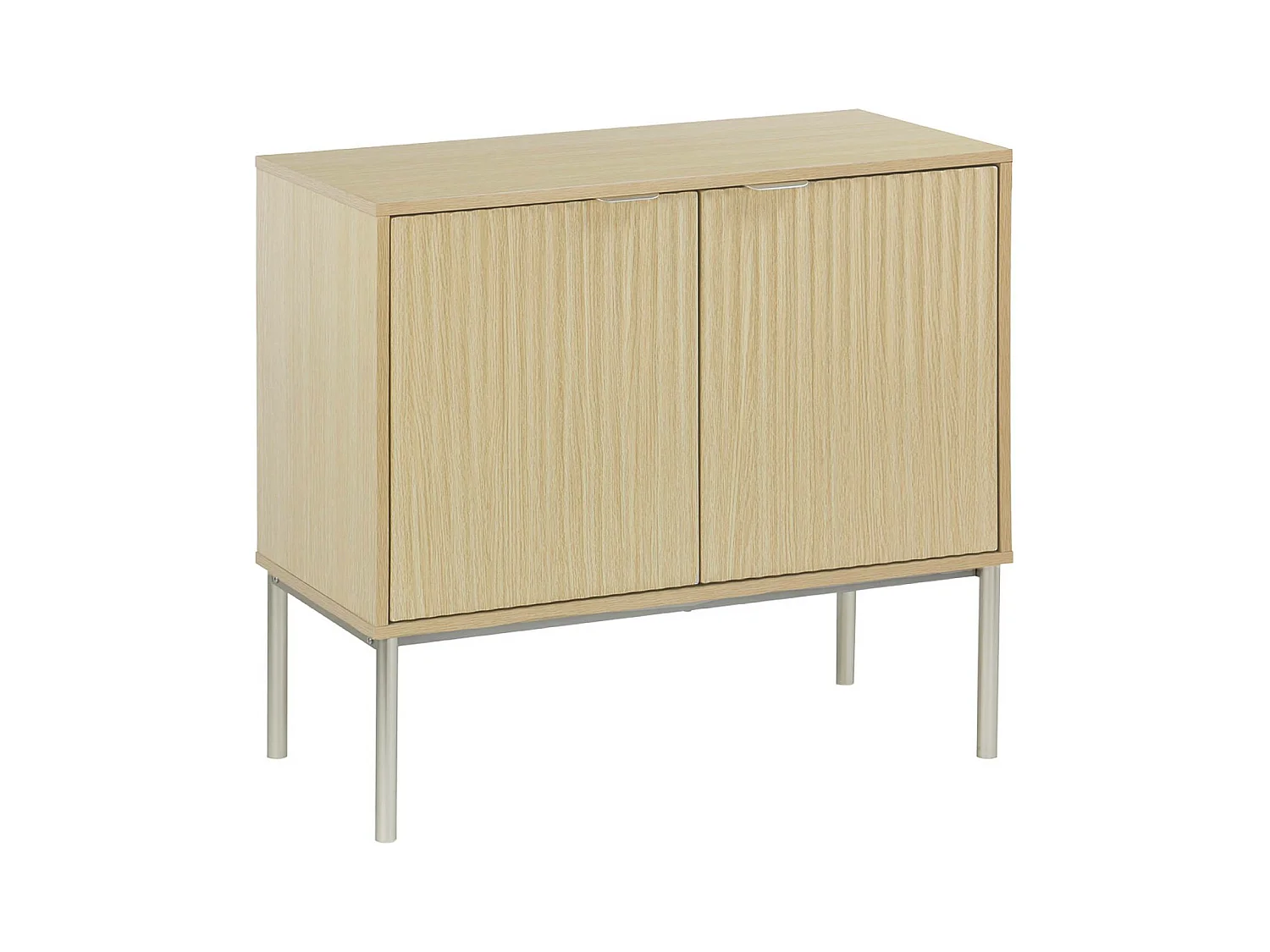 Buffet effet bois rainuré et métal champagne. 2 portes 80cm. buffet bas