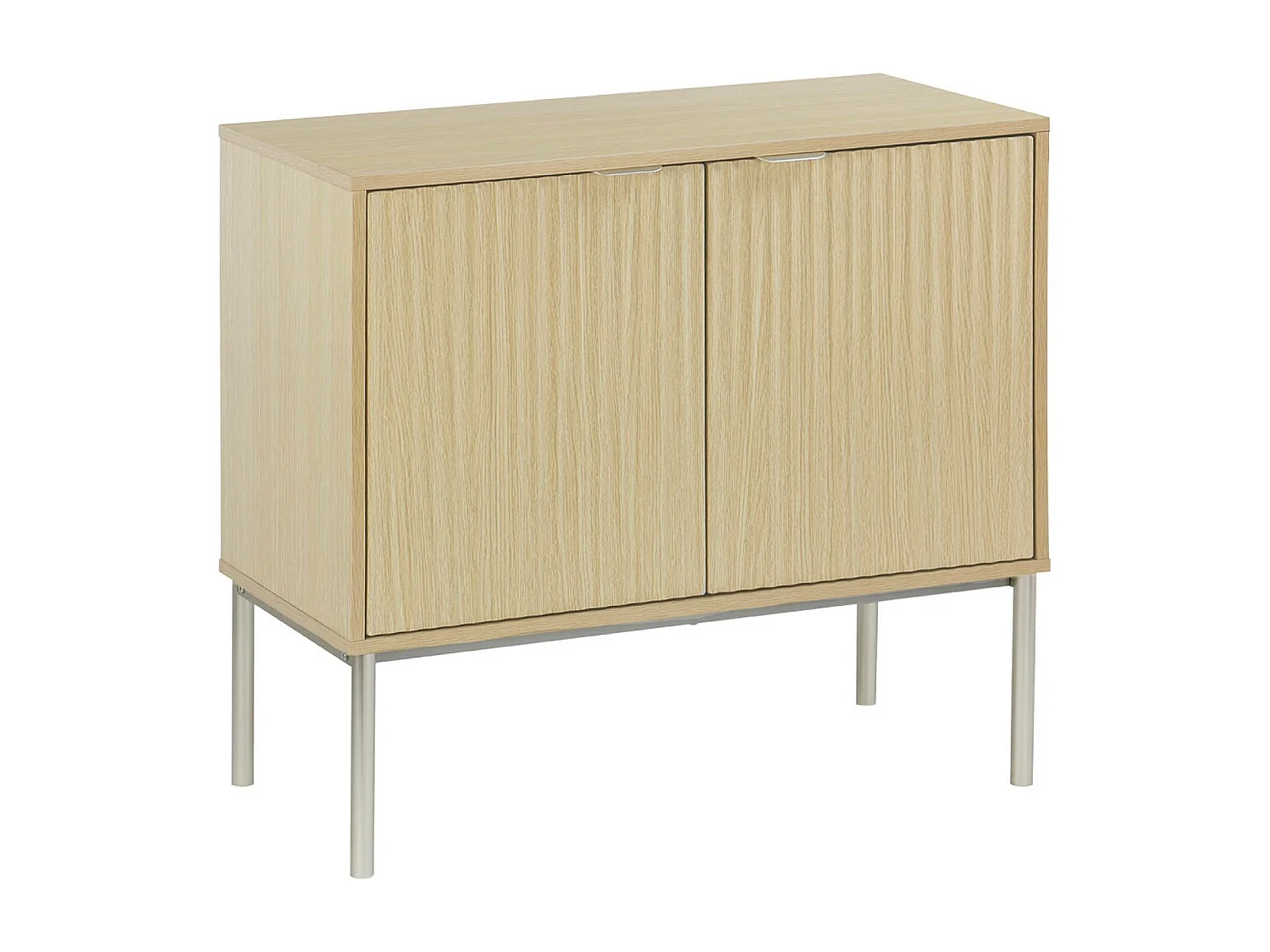 Buffet effet bois rainuré et métal champagne. 2 portes 80cm. buffet bas