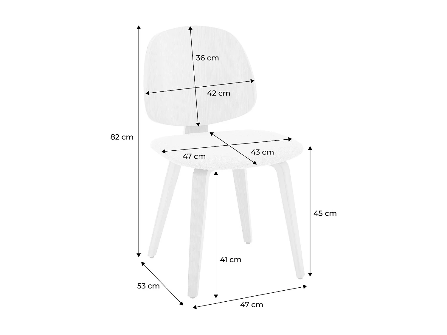 Silla curvada de madera y borreguito, set de 2 gris claro
