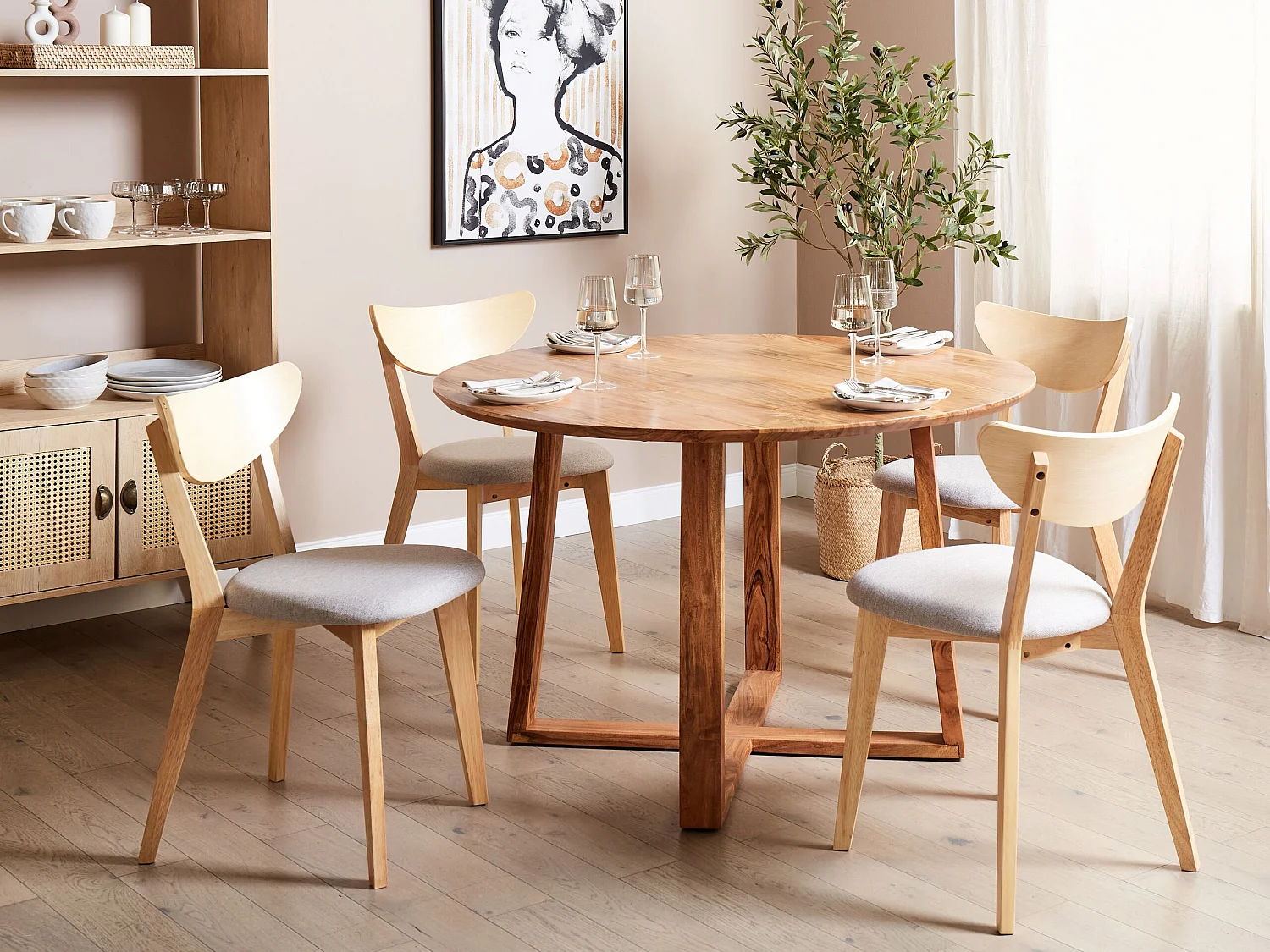 Table de salle à manger ronde en bois d'acacia clair ⌀ 120 cm LEXINGTON