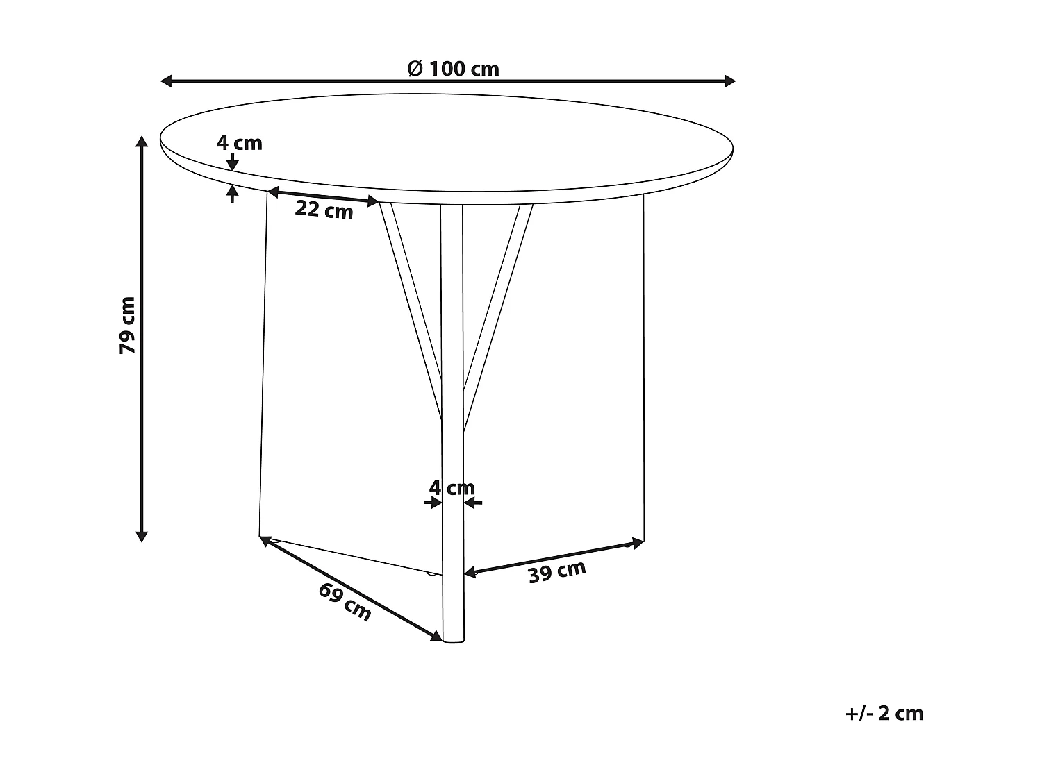 Table de repas ARRAN Marron 100 cm 100 cm Acacia