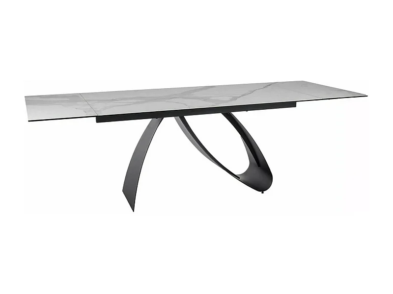 Table à manger design céramique aspect marbre blanc 160-240 cm Desire