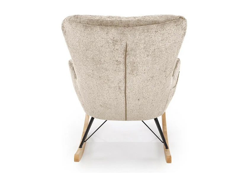 Sedia a dondolo Heather beige con base in legno massiccio e metallo nero