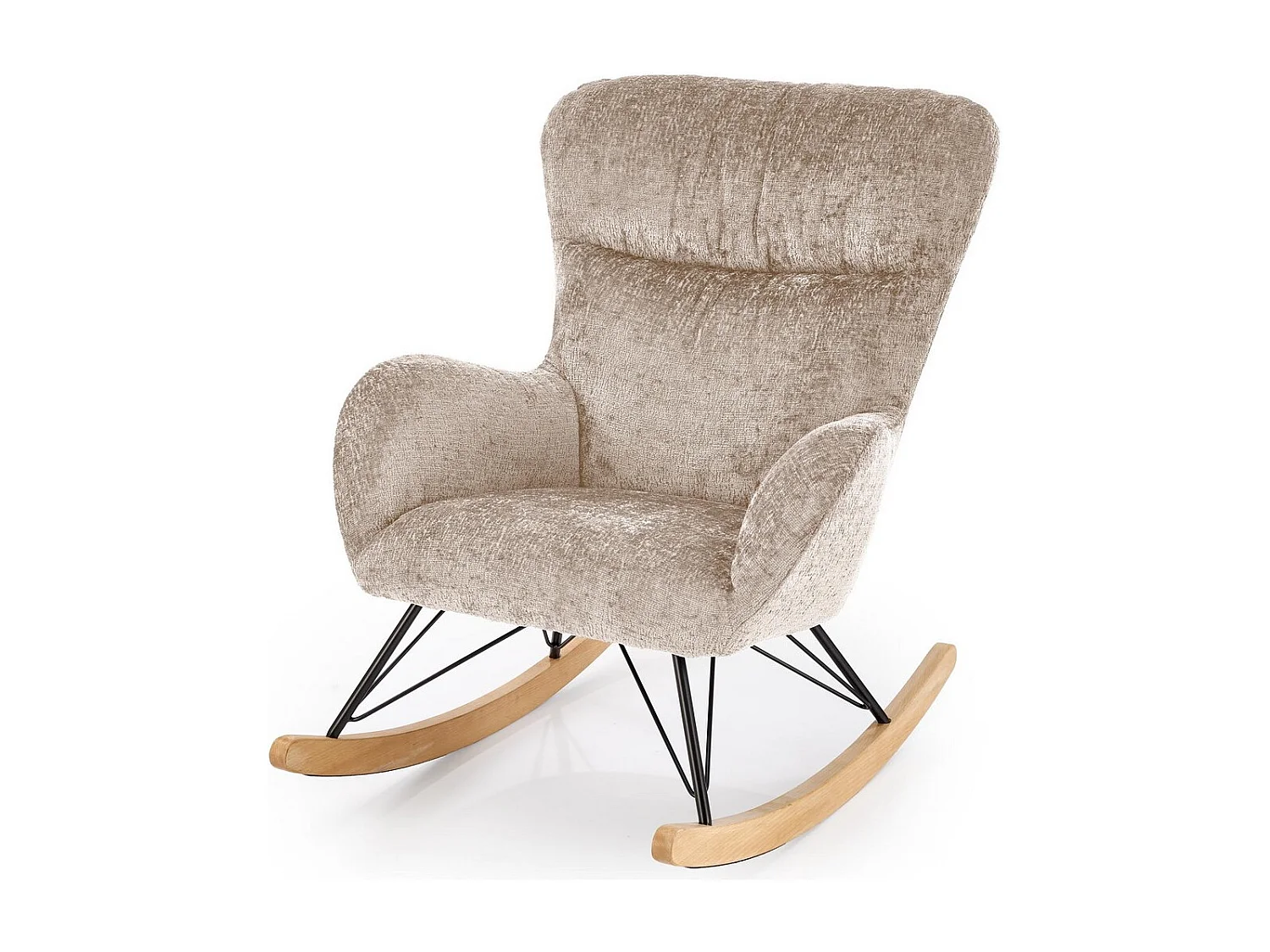 Rocking Chair beige avec piètement en bois massif et métal noir Heather