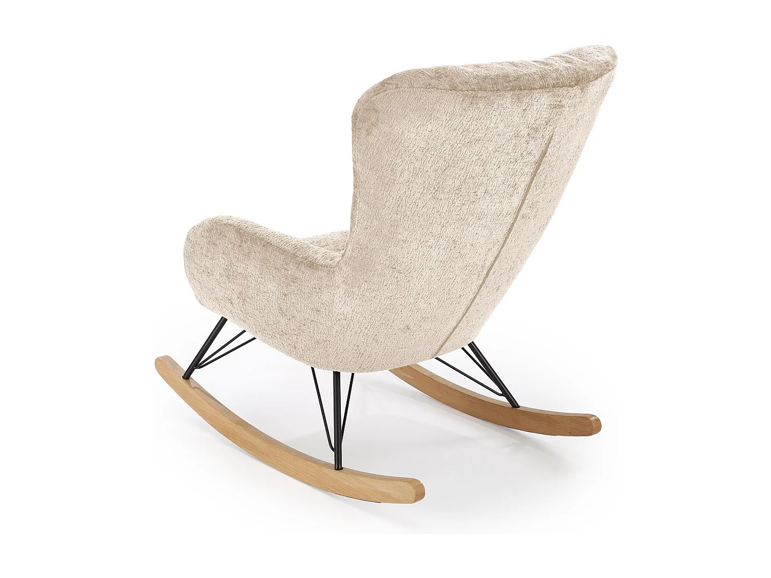 Rocking Chair beige avec piètement en bois massif et métal noir Heather