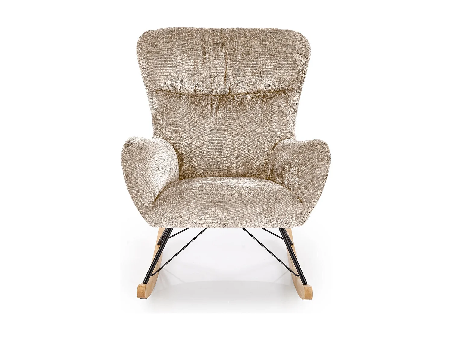 Rocking Chair beige avec piètement en bois massif et métal noir Heather