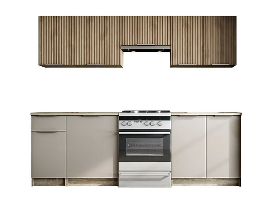 Cucina grigio cenere con look rovere Sonoma 240 cm Psyché
