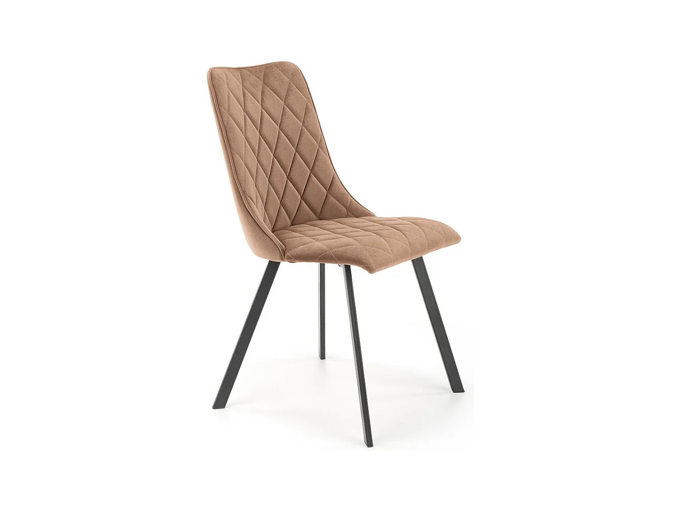 Chaise de salle à manger matelassée en velours beige Oduna