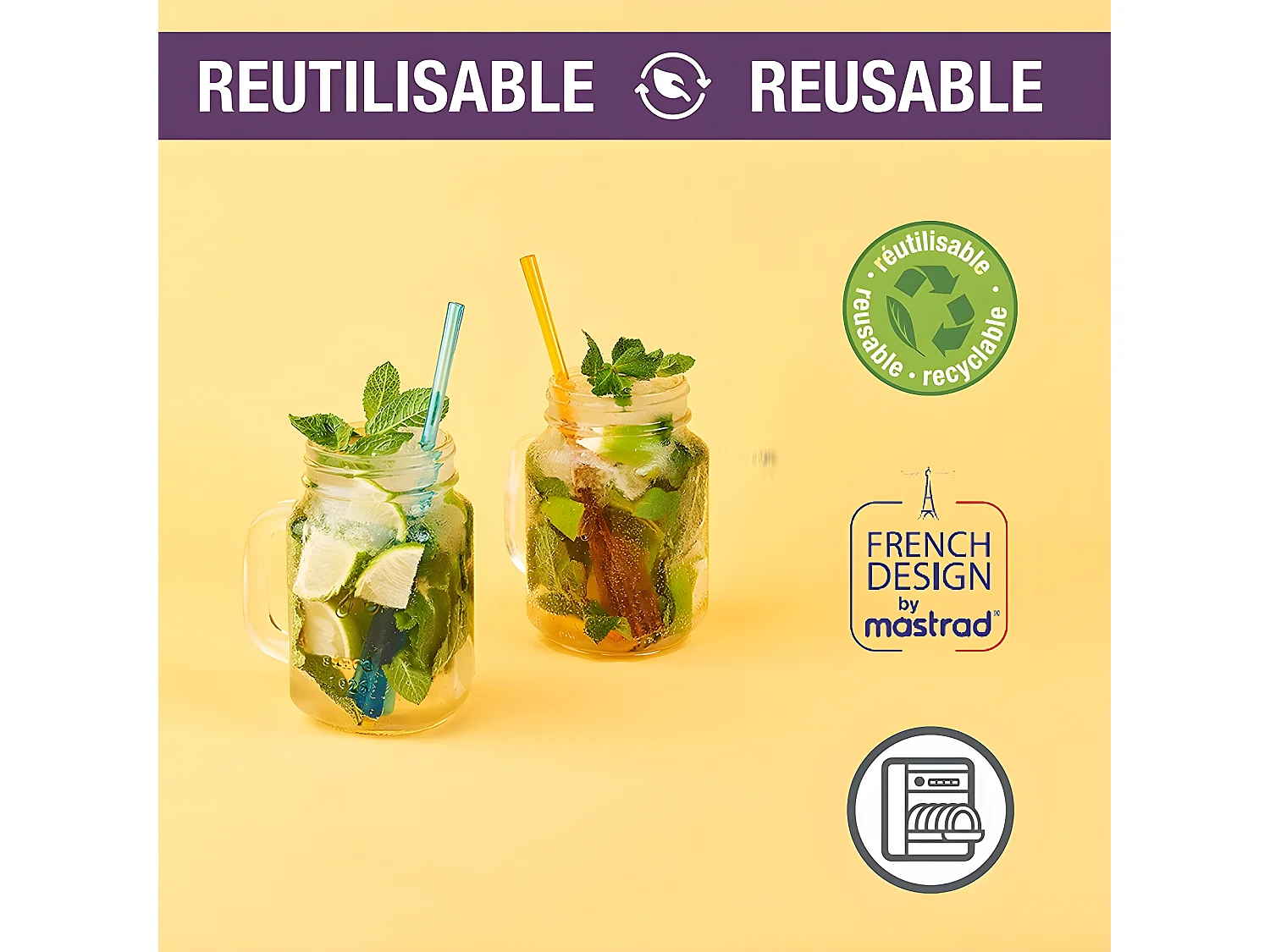 Set 6 pailles pilons mélangeurs