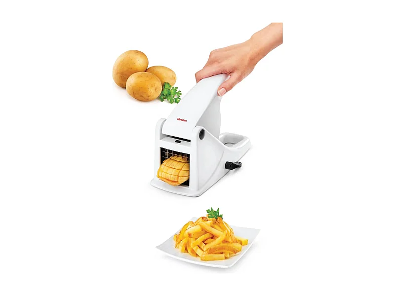 Coupe frites en plastique blanc