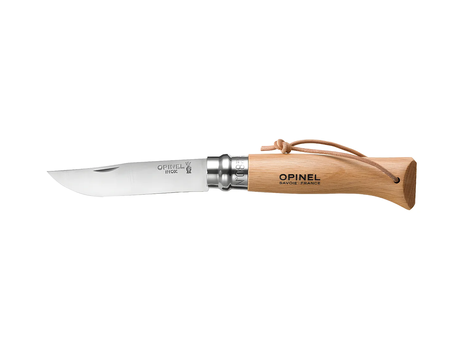 Couteau Baroudeur N°08 naturel  lame 8.5 cm avec lien cuir