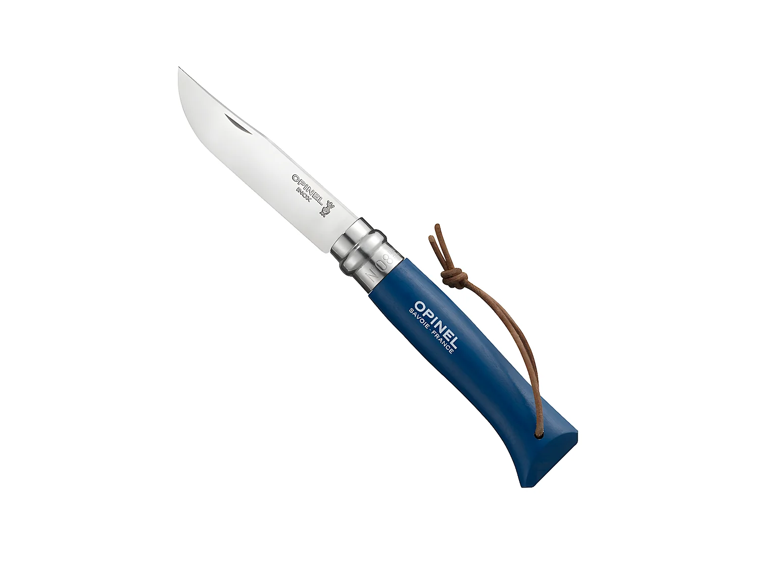 Couteau Baroudeur n°8 - lame 8.5 cm bleu avec lien en cuir