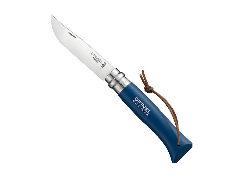 Couteau Baroudeur n°8 - lame 8.5 cm bleu avec lien en cuir